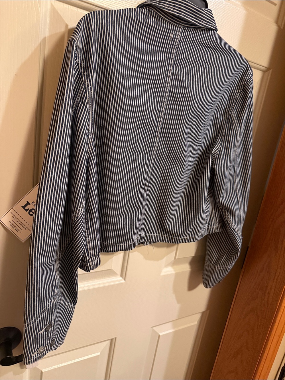 Lee Striped Blue and White Cropped Jean Jacket Kacey Lee Musgraves - Picture 9 of 15